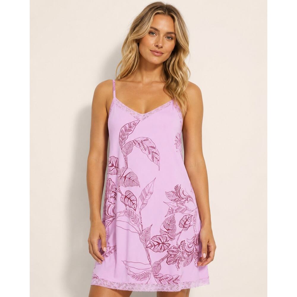 NWT Soma Large Cool Nights Lace Trim Chemise Bali Batik Meta Mauve Pink Lavender